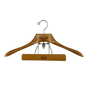 Vintage SETWELL Wooden French Collar Deluxe Suit Hanger with Pant Clamp 17.5"